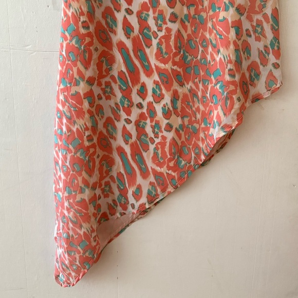 Lovers & Friends Asymmetric Racerback Tank Dress in Coral Cheetah Size XS - Picture 3 of 13
